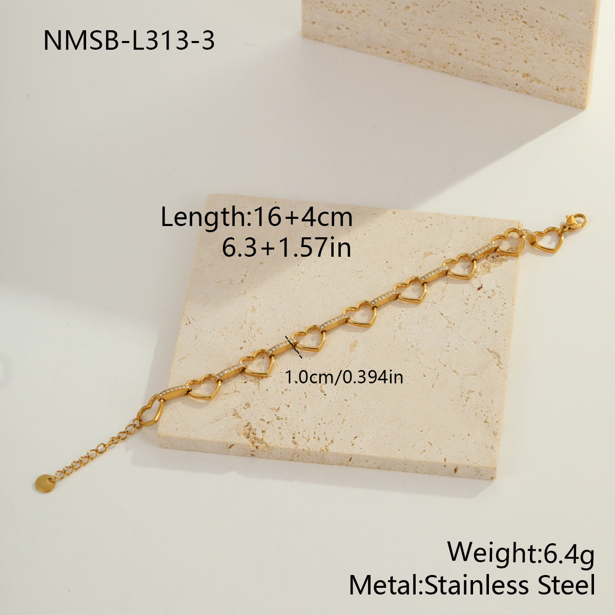Herz-Zirkon Armband aus farbbeständigem Edelstahl – Bild 8 | LuxeStyle