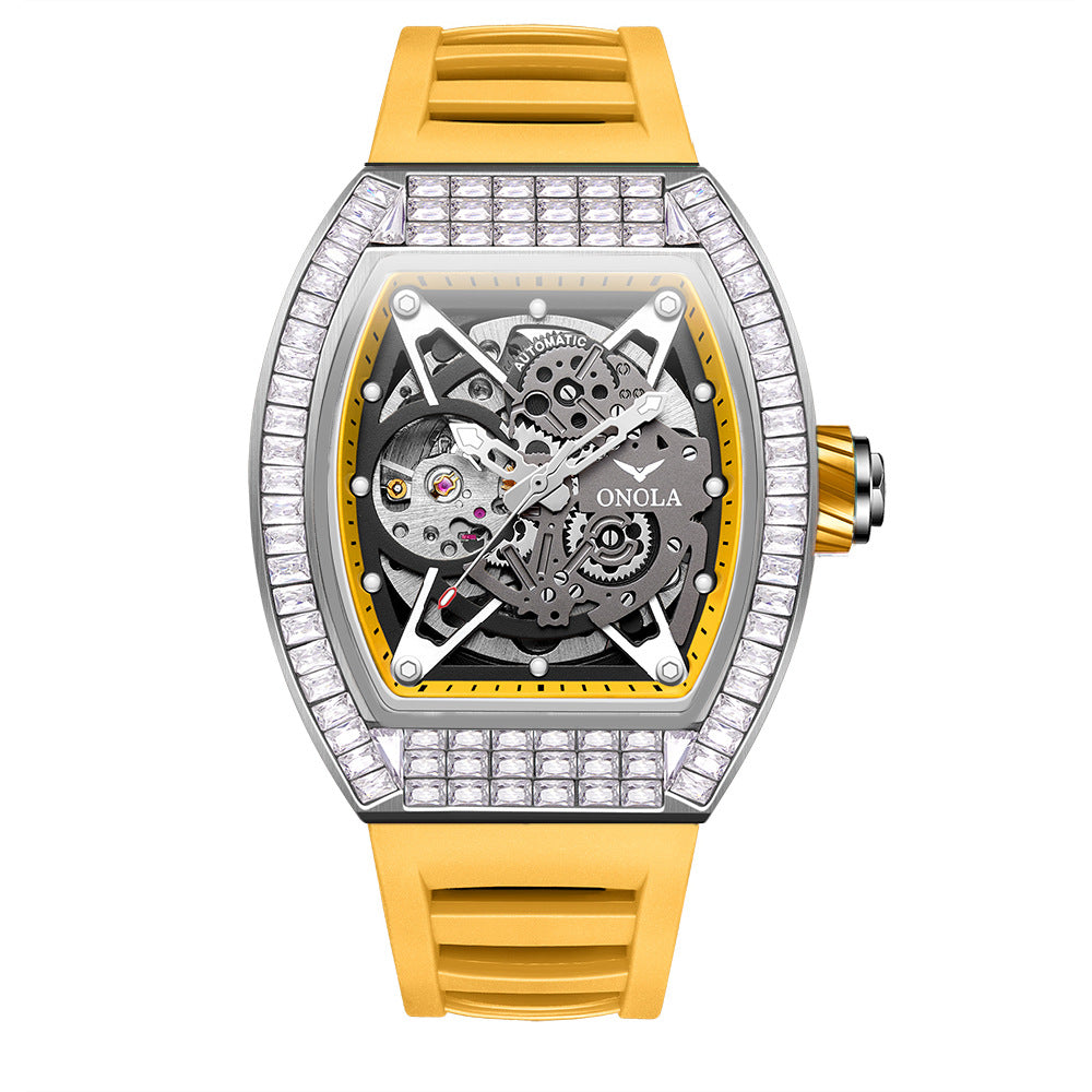 Hollow Automatik-Uhren Herren Silikonarmband wasserdicht