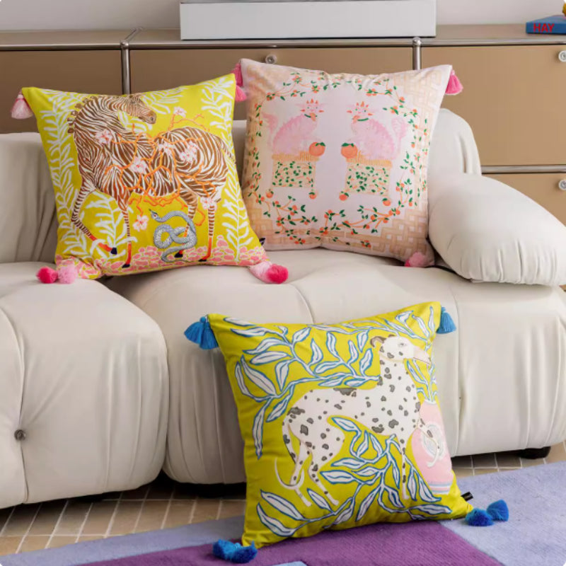 Samt-Kissenbezug mit Hunde-Print | LuxeStyle