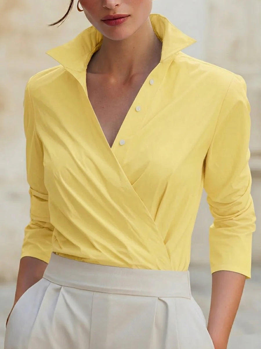 Plissiertes 3/4-Arm Shirt für Damen