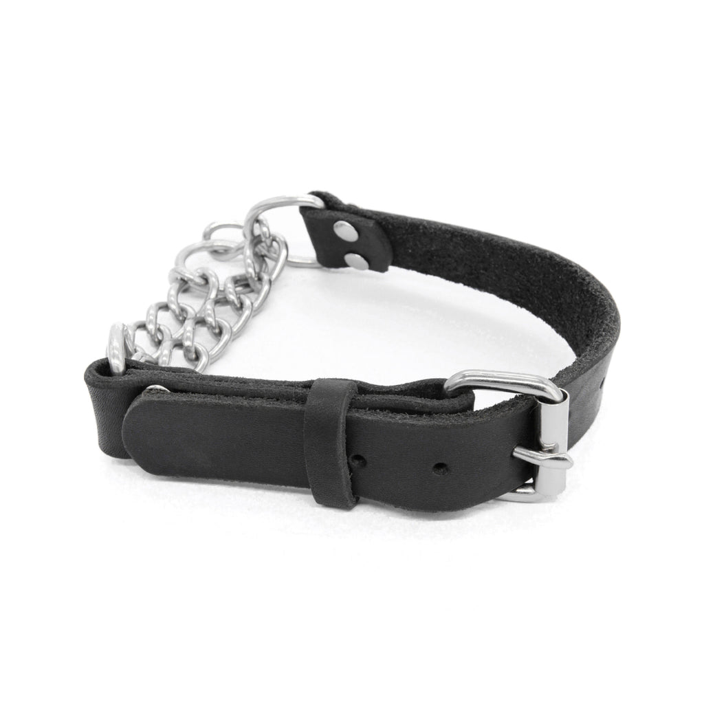 Halblederhalsband mit Edelstahl-Kette – Bild 1 | LuxeStyle