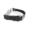 Halblederhalsband mit Edelstahl-Kette