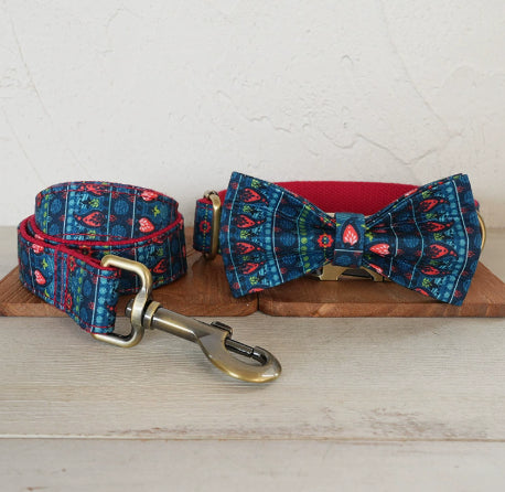 Halsband- und Leinen-Set «Red Lotus»