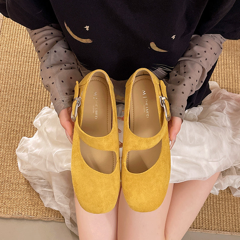 Ballet Flats Mary Jane Wildleder