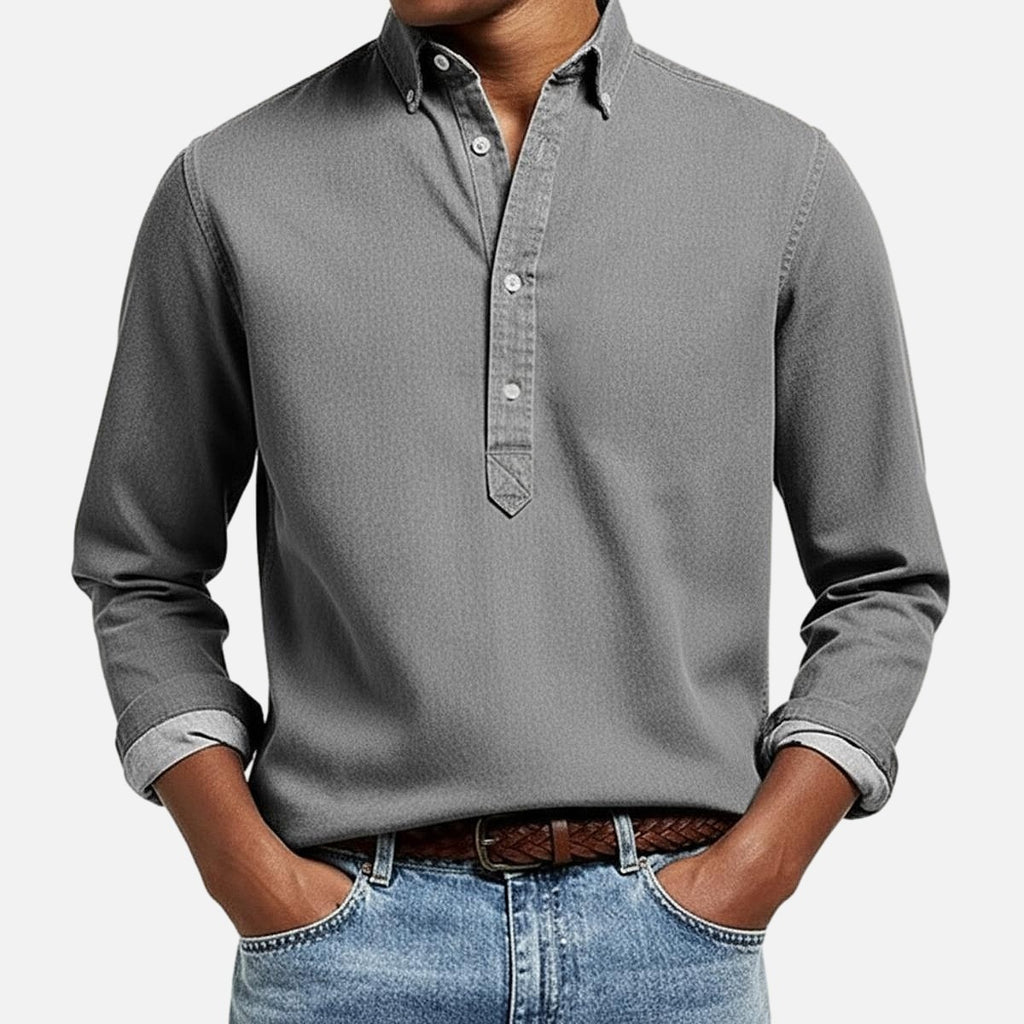 Poloshirt mit Jacquard-Knopf, einfarbig – Bild 11 | LuxeStyle
