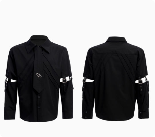 Weisses Langarmhemd mit Cutouts – Bild 6 | LuxeStyle