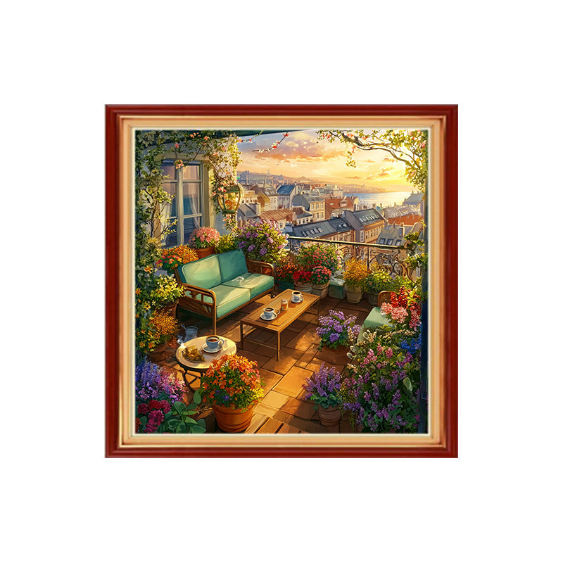 DIY Kreuzstich Landschaft Cartoon 40x40 cm