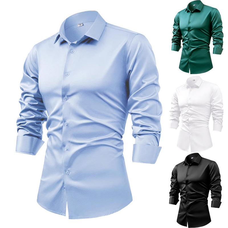 Satinlangarm Shirt Herren – Bild 13 | LuxeStyle