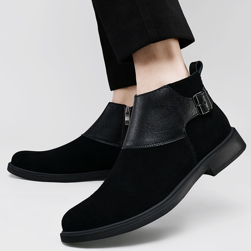 Britische Stiefeletten aus Leder mit Reissverschluss