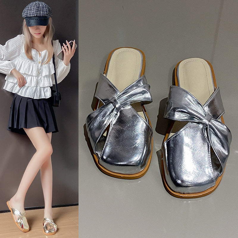 Bequeme flache Sandalen mit eckiger Zehenkappe | LuxeStyle