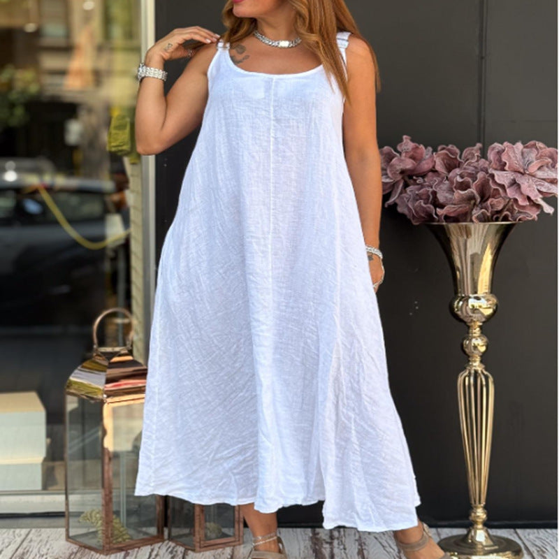 Elegantes Midi-Trägerkleid aus Leinenmix – Bild 6 | LuxeStyle