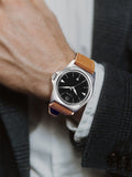 Wasserdichte Quarzuhr für Herren mit Lederarmband