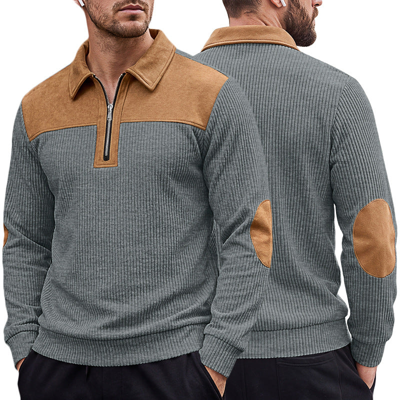 Herren-Sweatshirt mit Kerbkragen und Stickerei – Bild 6 | LuxeStyle