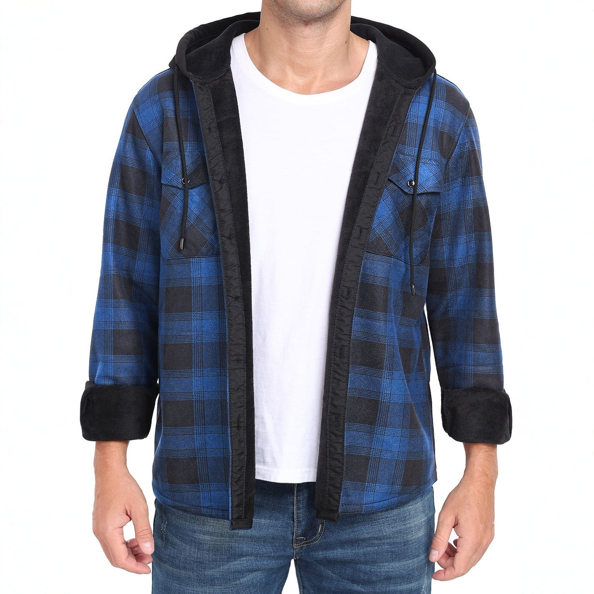 Herren-Kapuzenhemd mit Fleece-Futter – Bild 9 | LuxeStyle