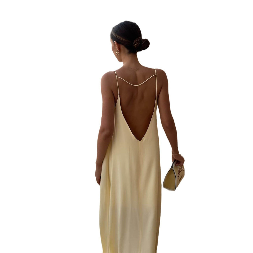 Rückenfreies Satin-Maxikleid