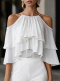 Elegante Off-Shoulder Chiffonbluse mit Rüschen – Bild 1 | LuxeStyle