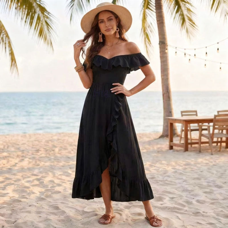 Ärmelloses Maxikleid mit V-Ausschnitt und Rüschen – Bild 8 | LuxeStyle