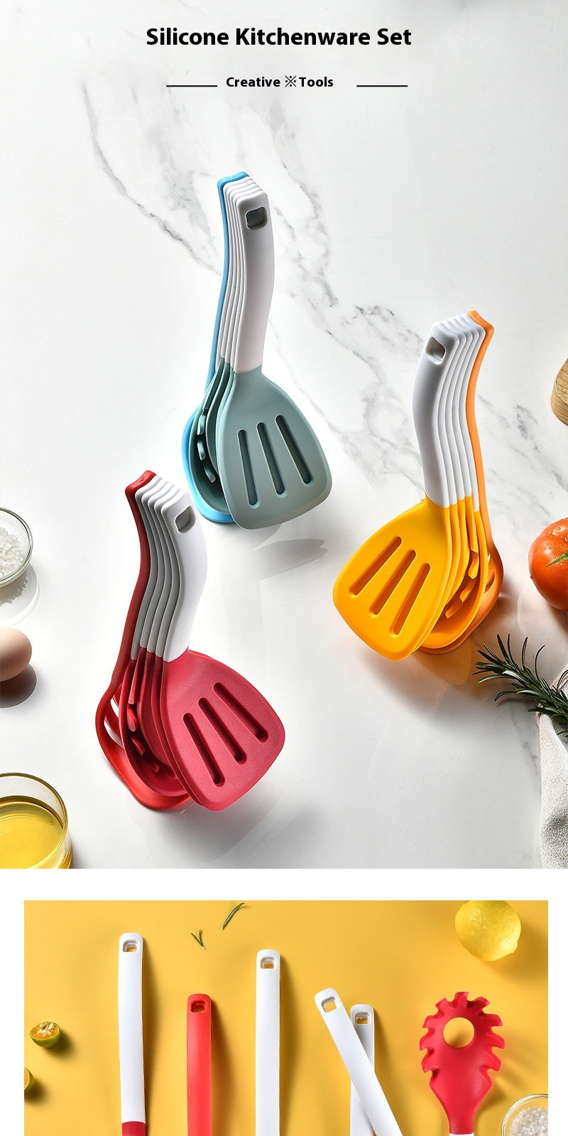 Silikon Küchenhelfer-Set, 6-teilig