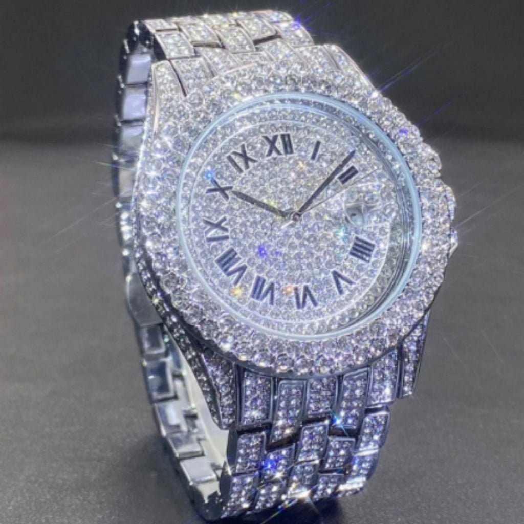 Premium-Diamant Herrenquarzuhren mit Kalendarfunktion