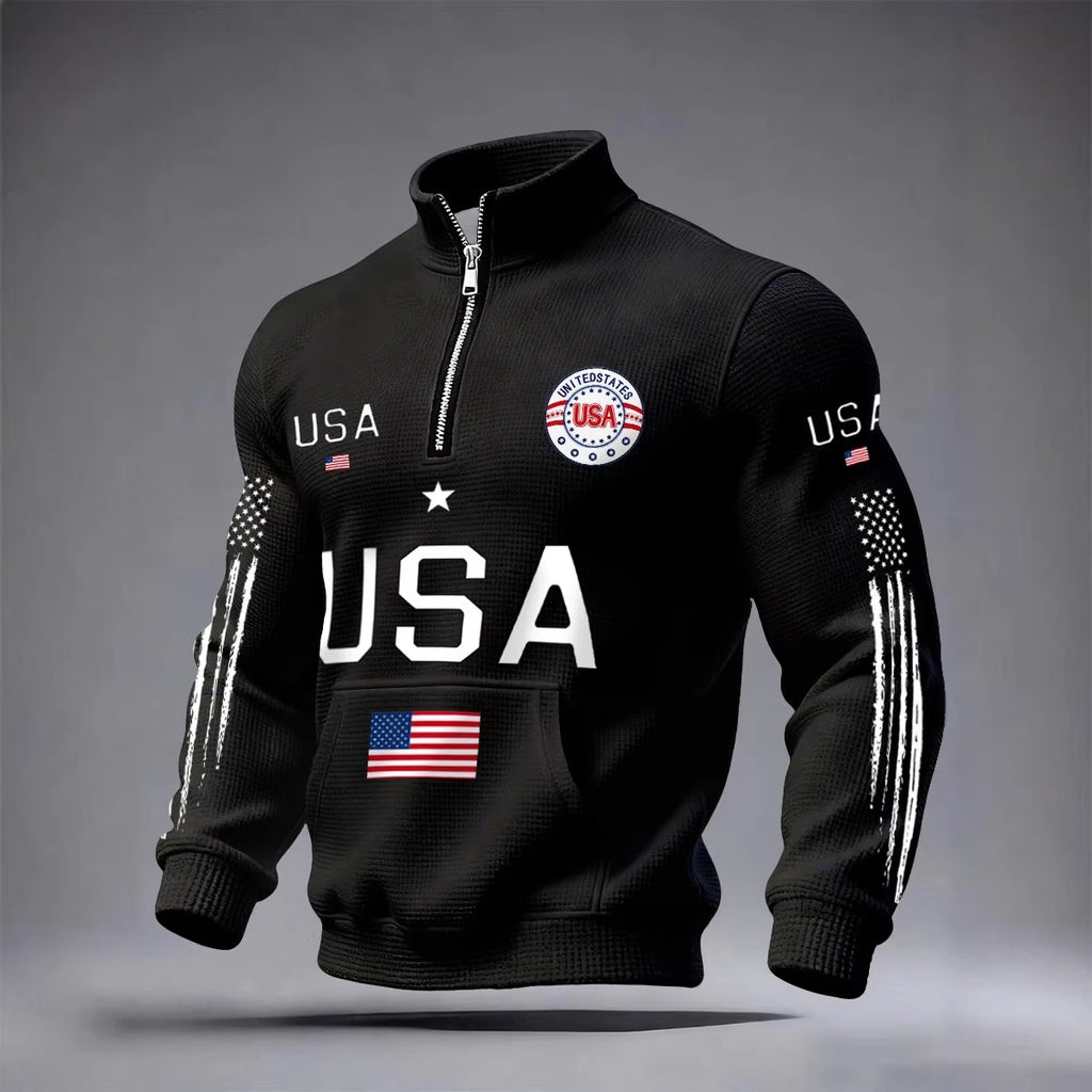 Herren-Sweatshirt mit Stehkragen und Aufsatztasche – Bild 3 | LuxeStyle