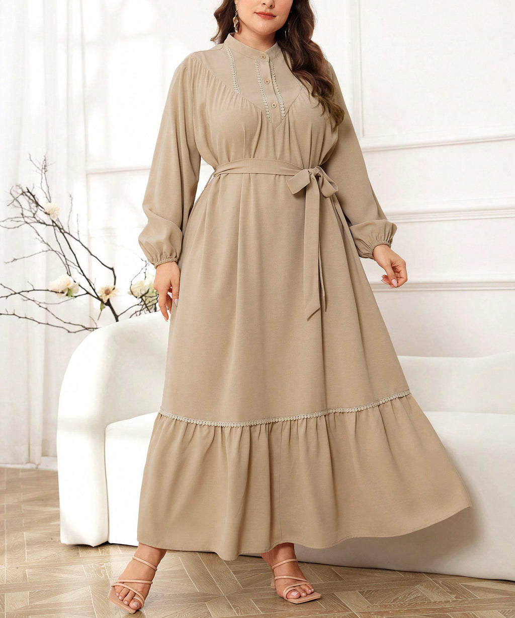 Elegantes A-Linien Maxikleid mit Stickerei