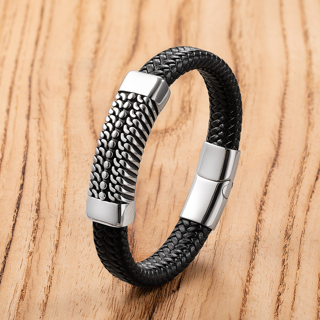 Handgefertigtes Edelstahl-Lederarmband – Bild 5 | LuxeStyle