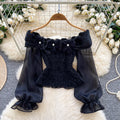 Off-Shoulder-Bluse mit Blumenmotiv
