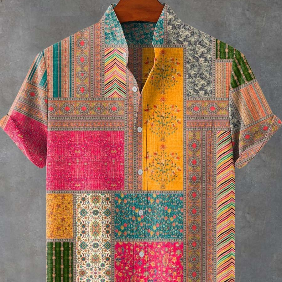 Relaxed Patchwork-Casual-Hemd