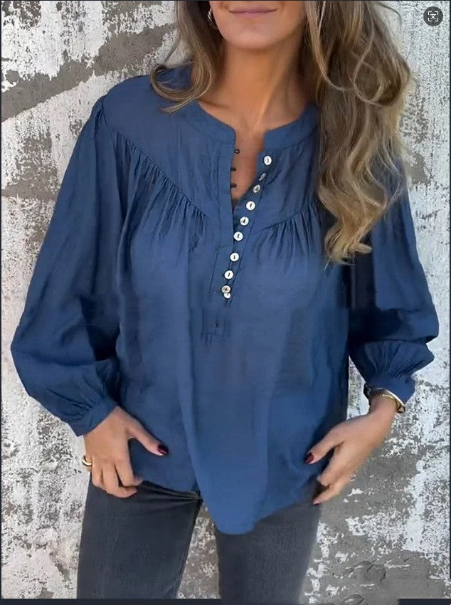 Langärmliges Baumwoll-Linen-T-Shirt – Bild 6 | LuxeStyle