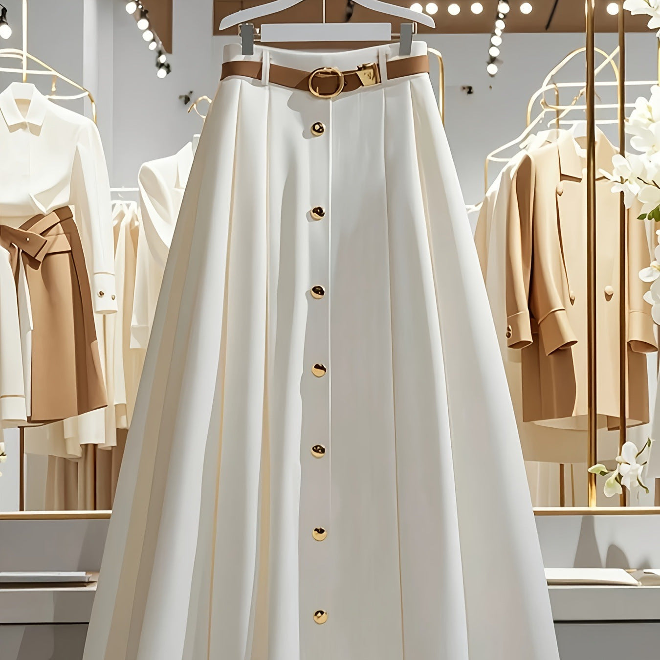 Eleganter A-Linien-Maxirock in Weiss
