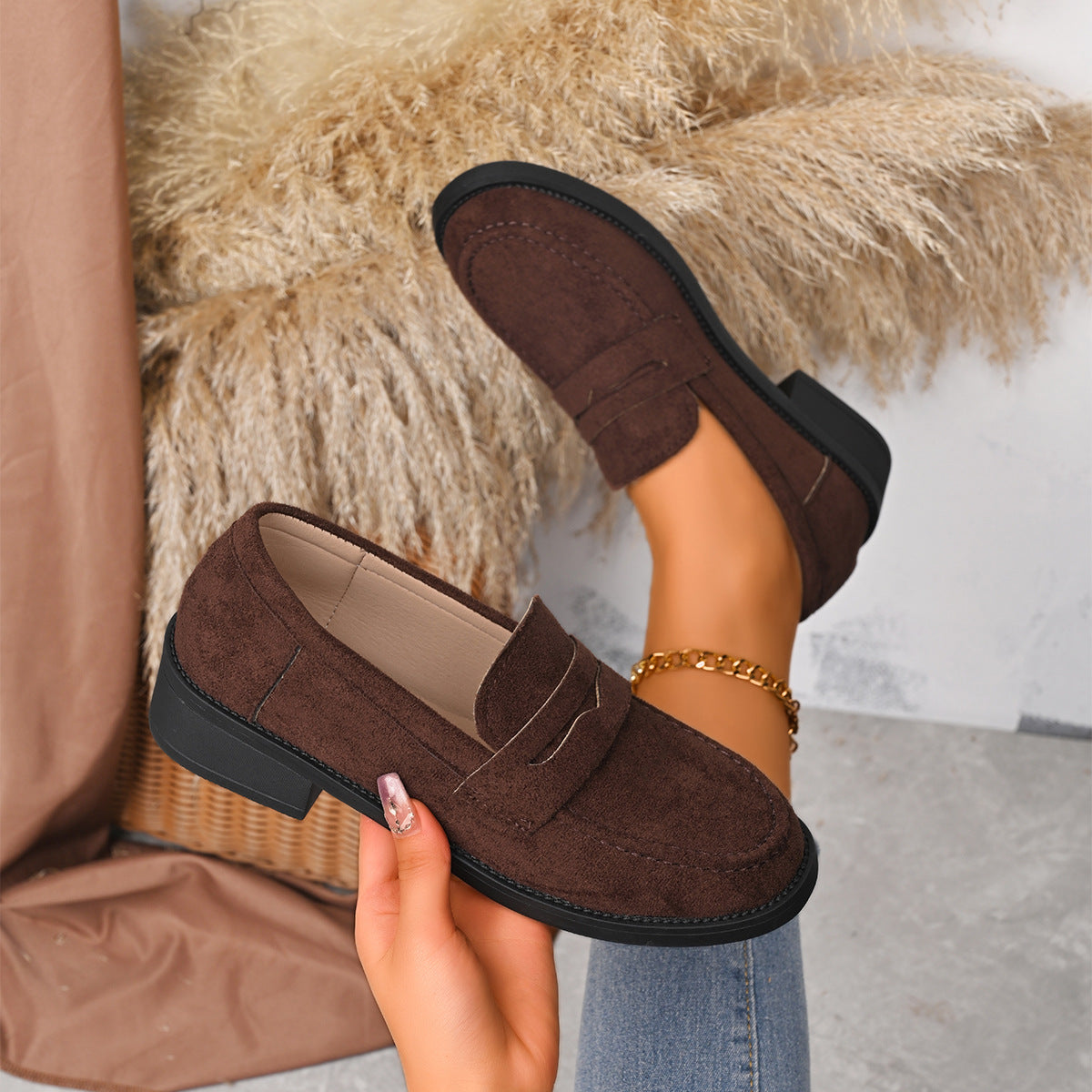 Vintage Wildleder Loafers für Damen
