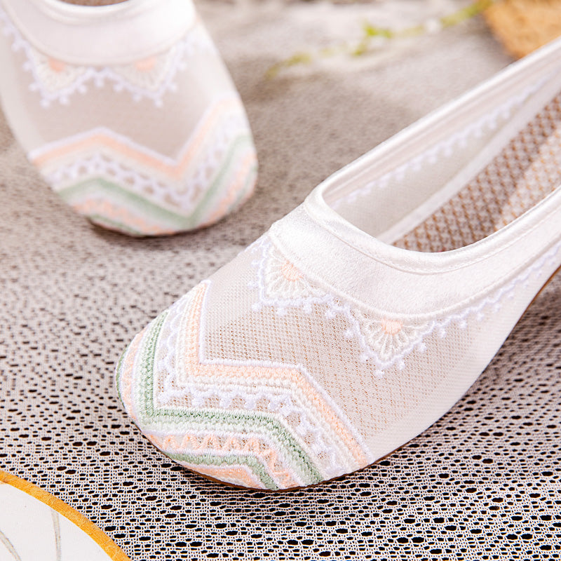 Sommer Mesh Bestickte Flats
