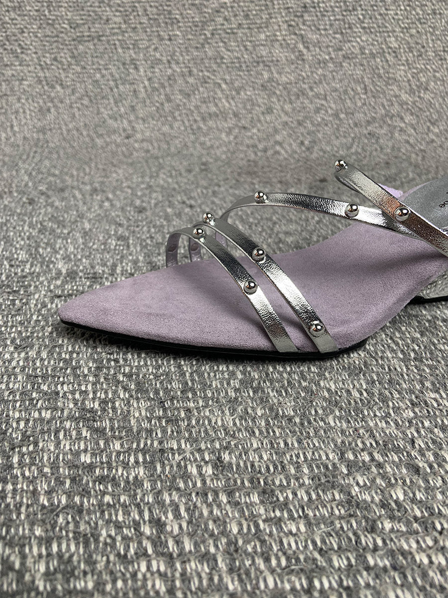 Sandalen mit Riemchen und Nieten, 5cm Keilabsatz