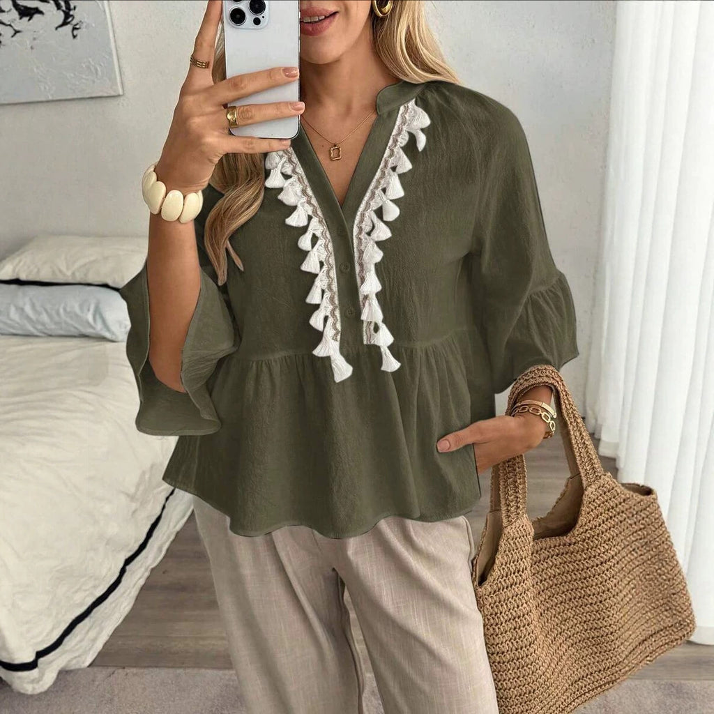 Sommer-Top «Sole» – V-Neck mit Knopfleiste