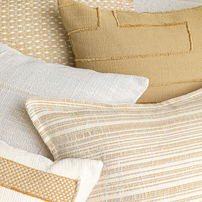 Baumwoll-Leinen Kissenhülle Beige-Gelb