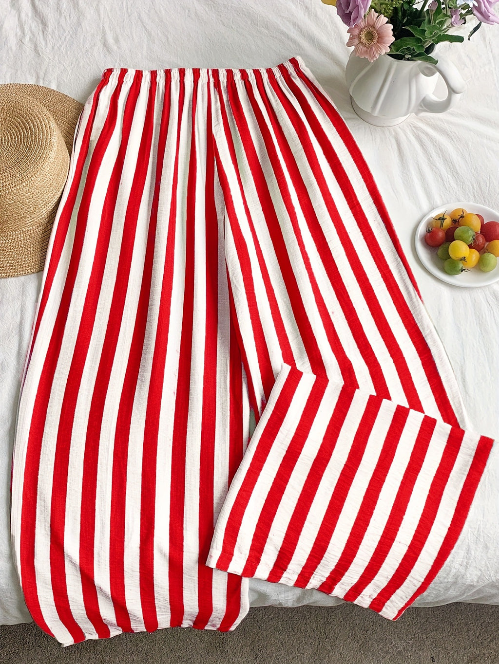 Gestreifte Wide-Leg Hose für Damen