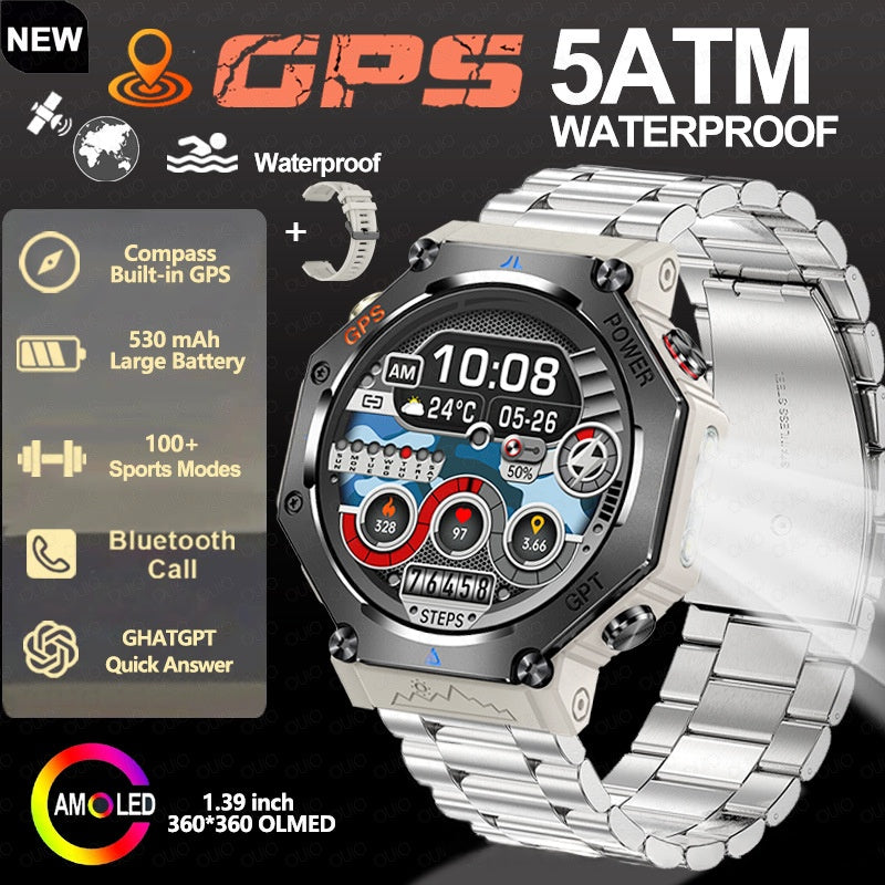 Multifunktionale Outdoor Smartwatch mit Taschenlampe – Ansicht 4