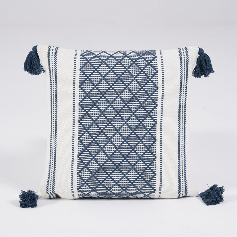 Geometrischer Jacquard Kissenbezug mit Quasten – Bild 7 | LuxeStyle