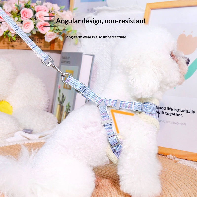 Hundeleine Weste mit Plaid und Fleecefutter