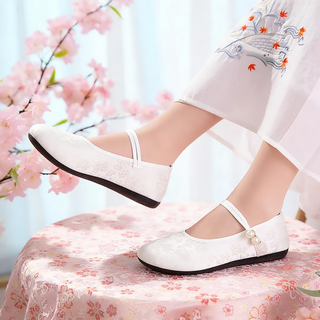 Chinesische Satin Flats – Mary Jane Stil