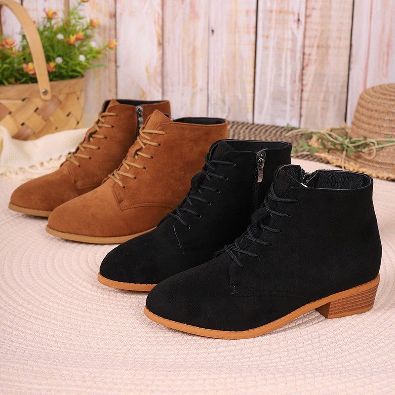 Damen Wildleder-Stiefeletten mit spitzer Kappe