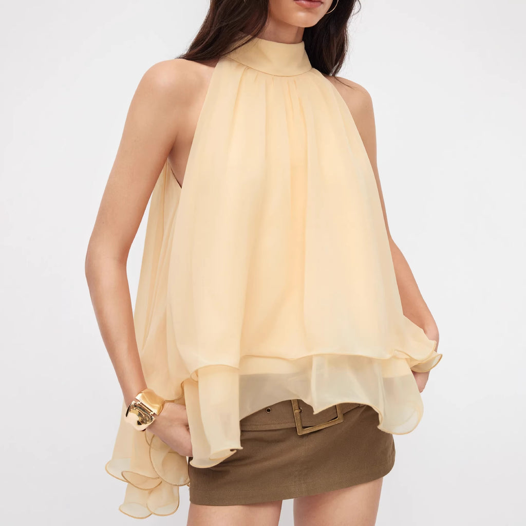 Carmen-Chiffonbluse mit Rüschensaum