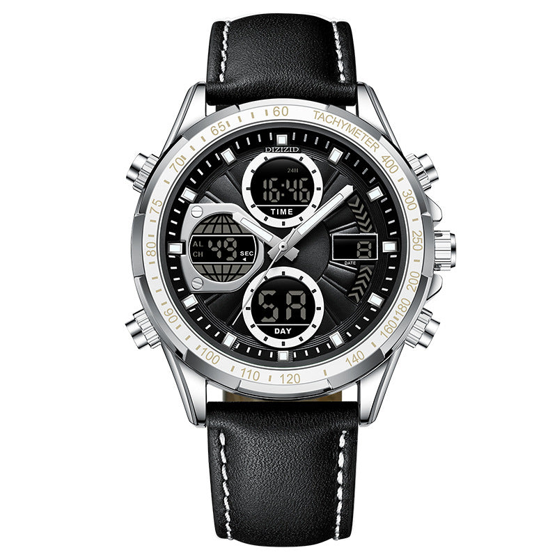 Herren Business-Armbanduhr, Leder, Leuchtzeiger