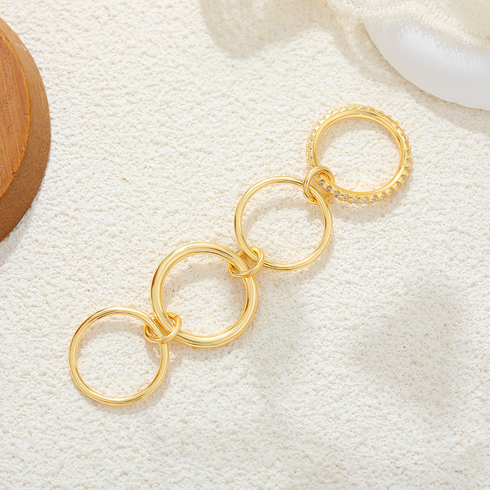 Vergoldeter Unisex-Ring mit drei Gliedern – Bild 8 | LuxeStyle