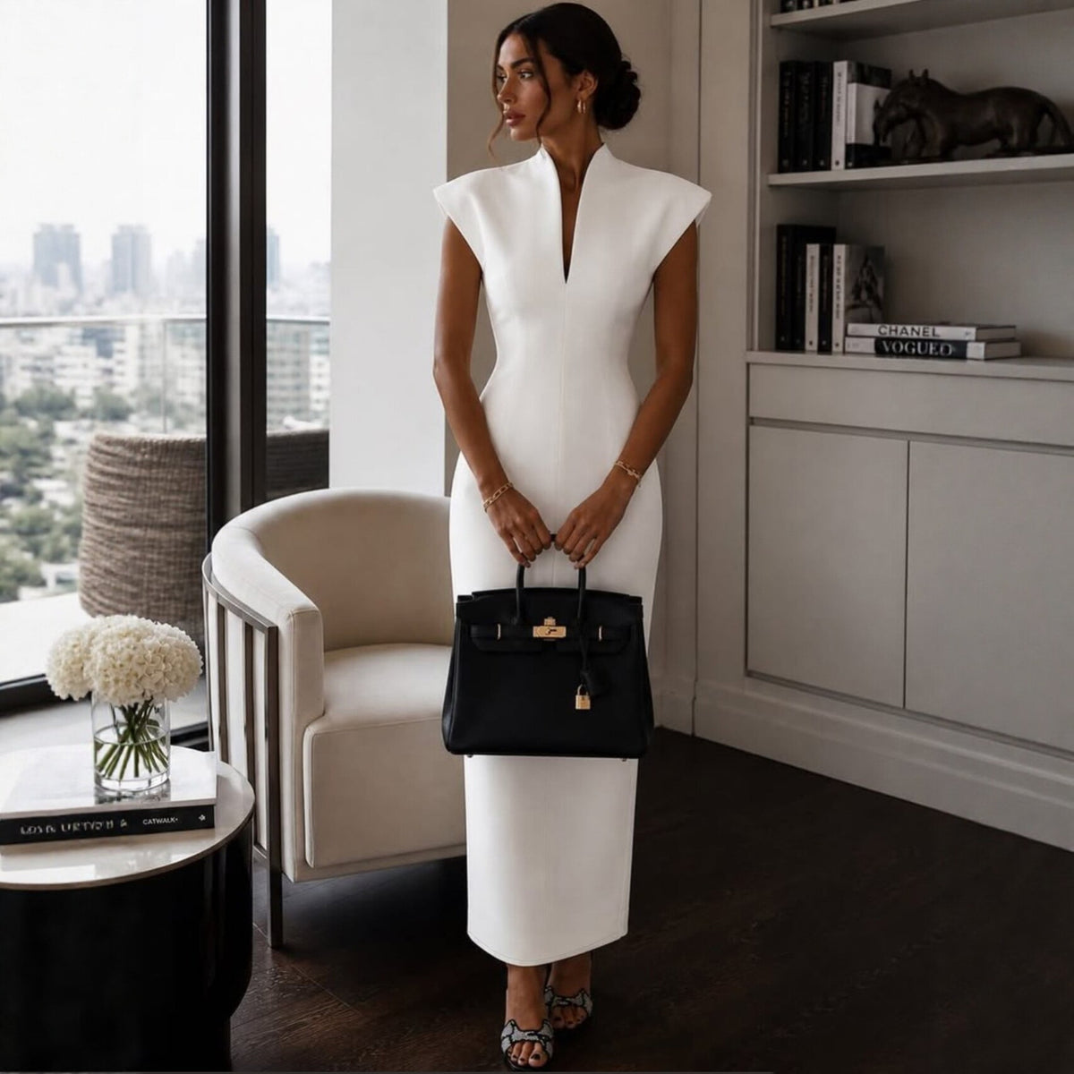 Ärmelloses Bodycon-Midikleid mit hohem Taillenschnitt – Bild 4 | LuxeStyle