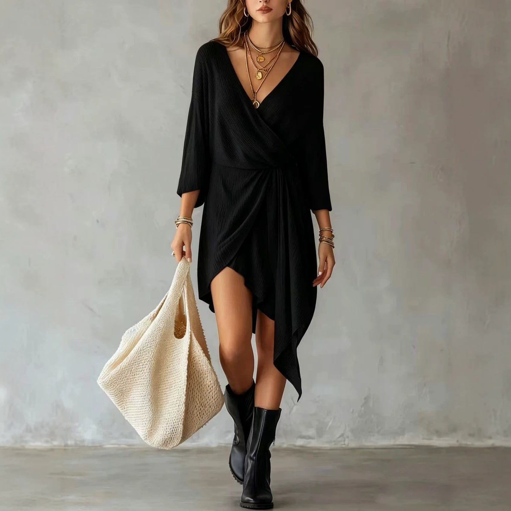 Elegantes Wickelkleid mit V-Ausschnitt