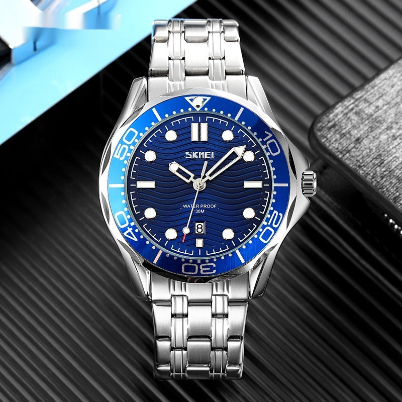 Herren Quarz Armbanduhr mit Leuchtband