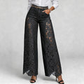 Hochtaillierte Weitbeine Damen Jeans mit Spitzenpaneelen – Bild 1 | LuxeStyle