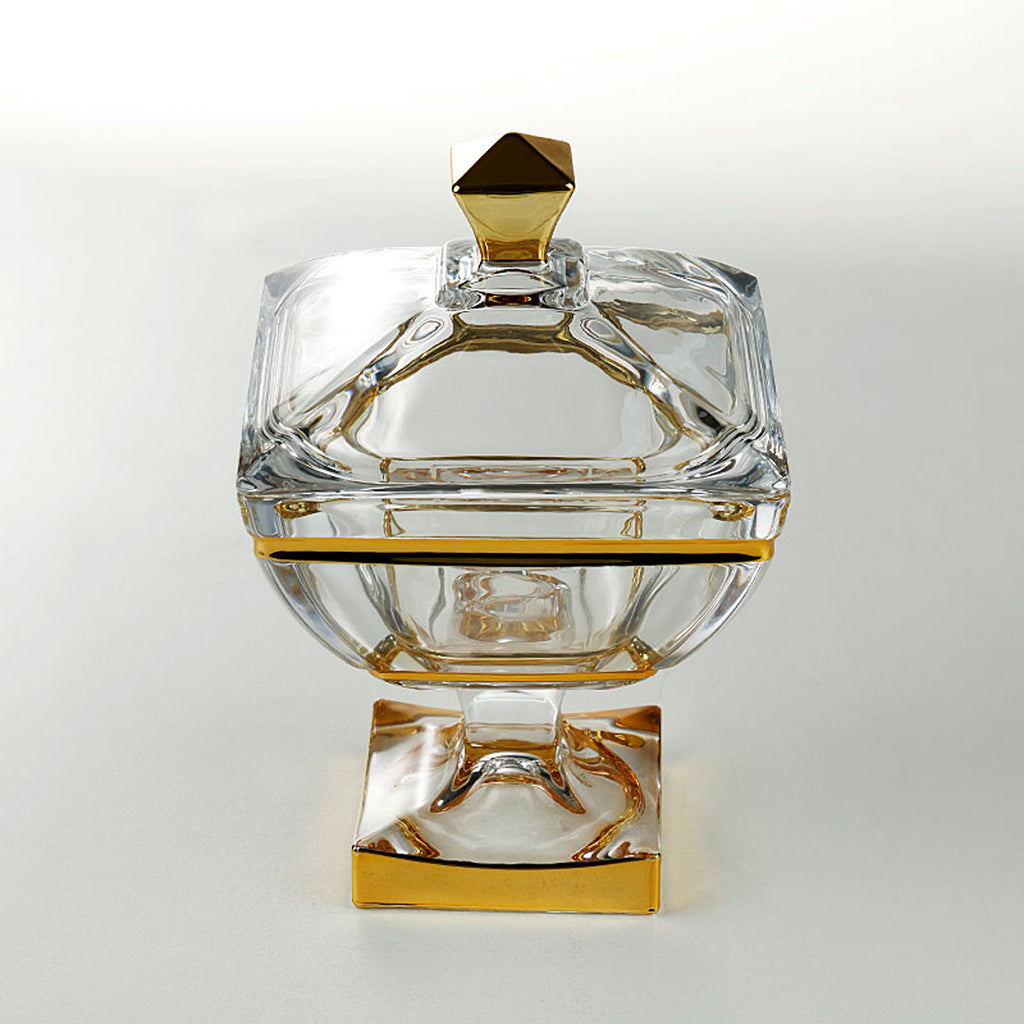 Hohes Gold-Akzent Glasgefäss – Bild 1 | LuxeStyle