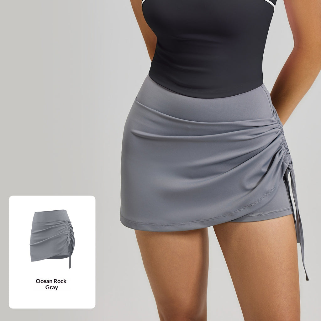 High-Waist geraffter Sportrock für Damen